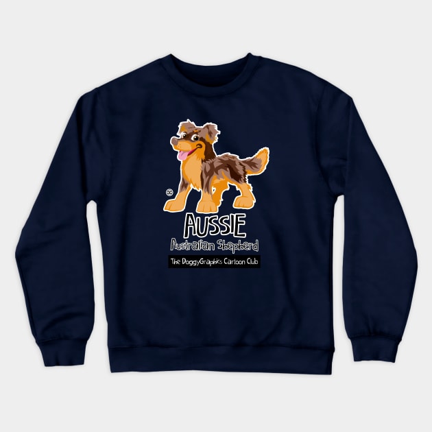 Aussie CartoonClub - Brown Merle & Tan Crewneck Sweatshirt by DoggyGraphics